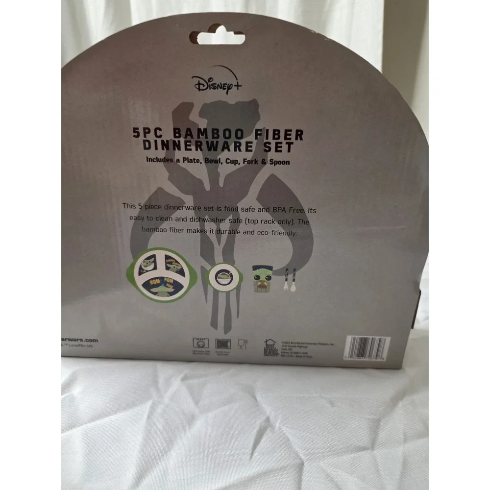 Disney Star Wars 5 Pc Bamboo Dinnerware Set Green New